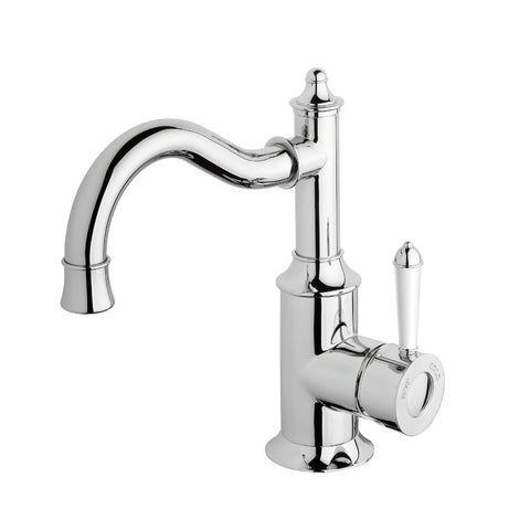 Phoenix Nostalgia Basin Mixer 160mm Shepherds Crook Chrome/White NS748-62-1