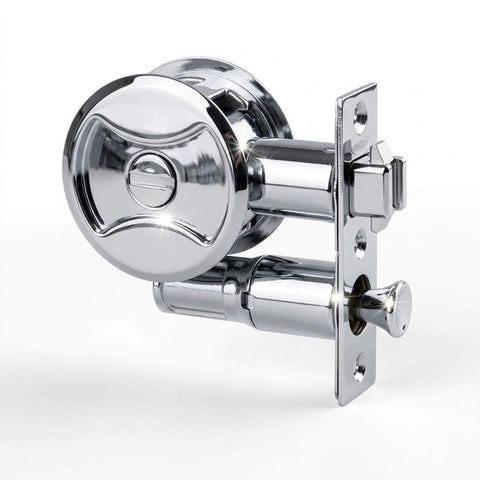 Lockwood Symmetry Round Cavity Sliding Door Privacy Set Chrome Plate 7400CPDP