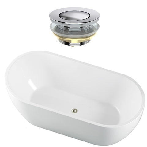 Seima Arko 120 Freestanding Bath 1700mm Matte White + Flexiwaste Overflow Kit & Pop-Out Waste Chrome 192835