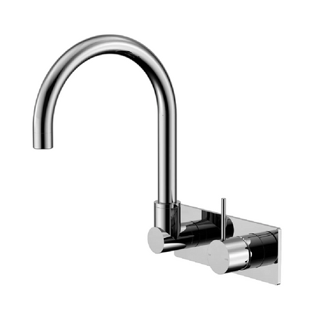 Nero Mecca Wall Basin / Bath Set Gooseneck Swivel Spout Handle Up Trim Kits Only Chrome NR221910PTCH