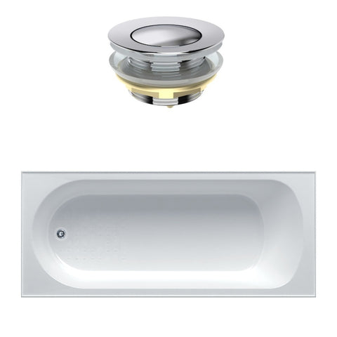 Seima Chios 102 Inset Bath 1525mm Gloss White + Flexiwaste Overflow Kit & Pop-Out Waste Chrome 192870