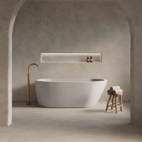 Nood Co Juno Freestanding Concrete Bathtub 1690mm Cloud JU1-5-0-CD