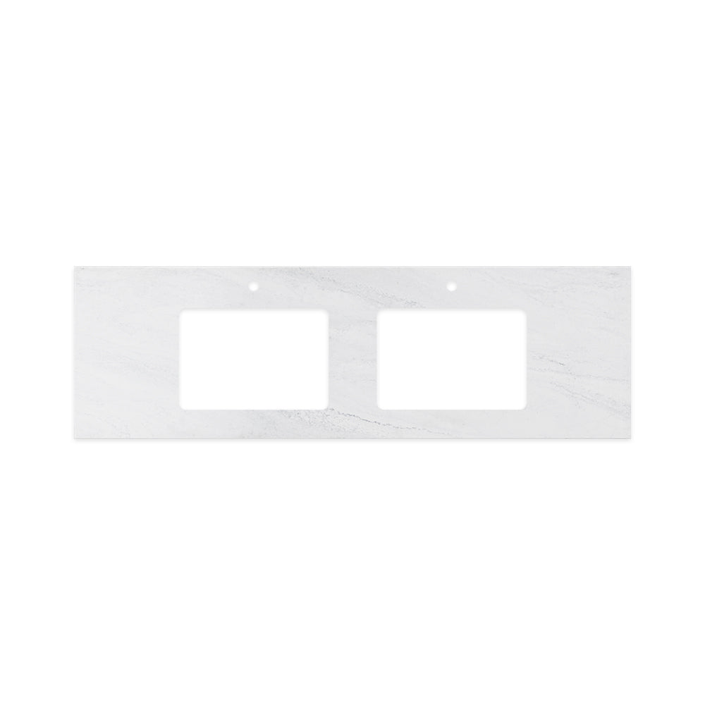 Fienza Solid Surface Benchtop 1500mm w/ Double Undermount Basin Holes (1 Taphole) Cloudburst 532-118