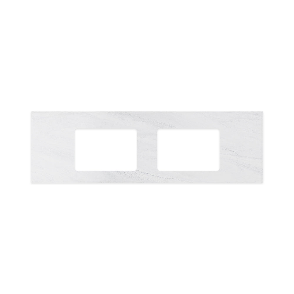 Fienza Solid Surface Benchtop 1500mm w/ Double Undermount Basin Holes (No Taphole) Cloudburst 532-146