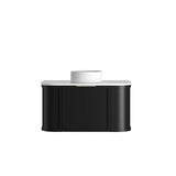 Otti Hampshire Wall Hung Curve Vanity 900mm Satin Black w/ Cloudy Carrara Top BOH900BST-CA