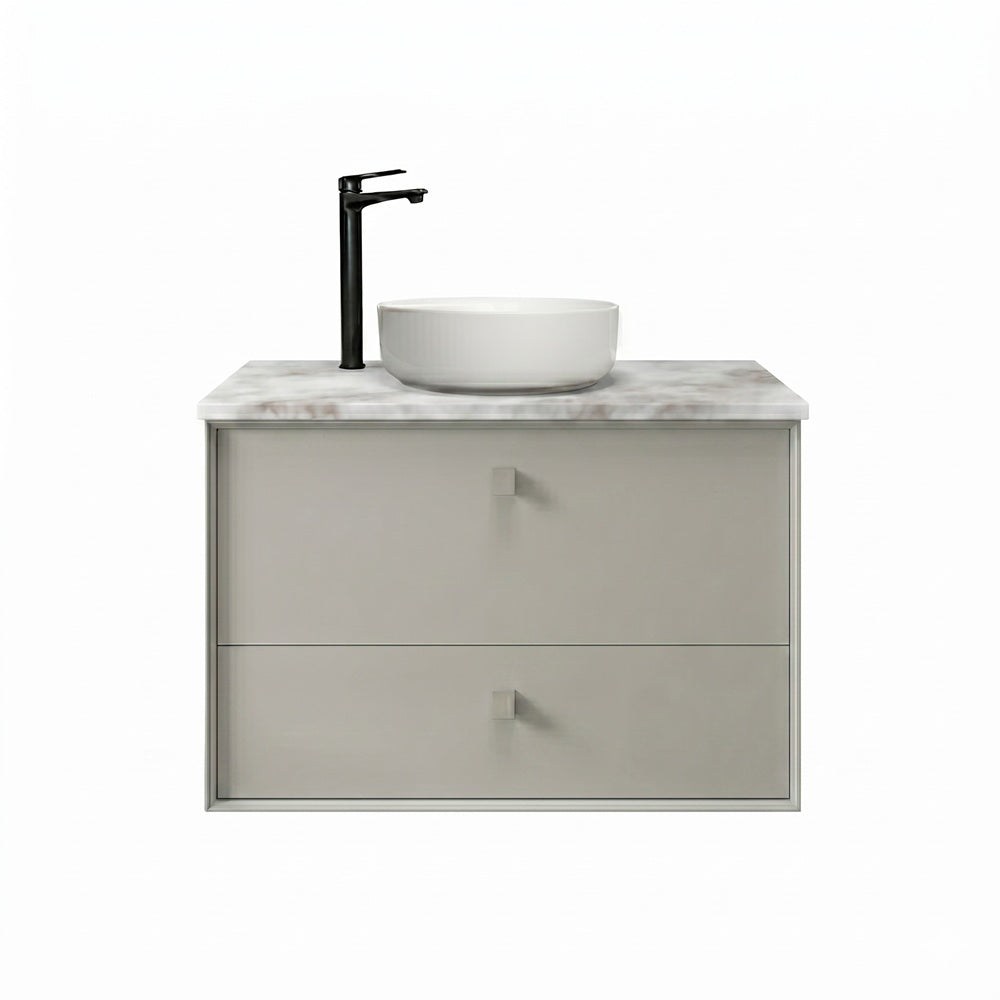 Otti Boston Wall Hung Vanity 600mm Light Grey / Cloudy Carrara Top BS600LGSTUD-CA