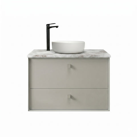 Otti Boston Wall Hung Vanity 600mm Light Grey / Cloudy Carrara Top BS600LGSTUD-CA