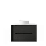 Otti Byron Wall Hung Vanity 750mm Black Oak w/ Cloudy Carrara Top BY750BSTUD-CA