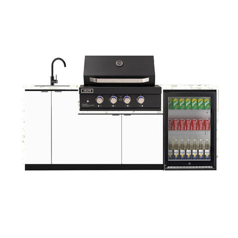 Euro Alfresco Outdoor Kitchen Coco Pre-design range  2235mm long with Black Appliances (Free Assembly, Check & Measure*)