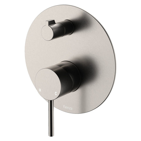 Fienza Kaya Wall Diverter Mixer Large Round Plate Lead Free Brushed Nickel 228102BN-LF