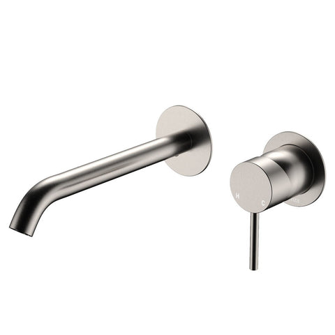 Fienza Kaya Basin/Bath Wall Mixer 200mm Dress Kit Round Plate Brushed Nickel D228104BN-200mm