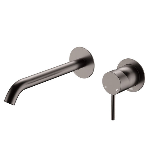 Fienza Kaya Basin/Bath Wall Mixer 200mm Dress Kit Round Plate Gunmetal D228104GM-200mm