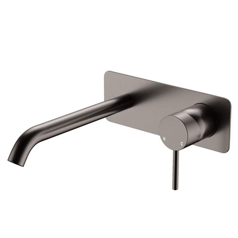 Fienza Kaya Basin/Bath Wall Mixer 200mm Dress Kit Soft Square Plate Gunmetal D228106GM-200