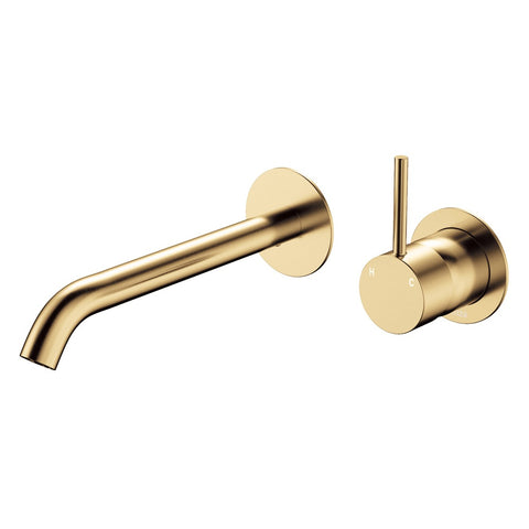 Fienza Kaya Up Basin/Bath Wall Mixer Dress Kit Set Round Plates 200mm Outlet Lead Free Urban Brass D228118UB-200-LF