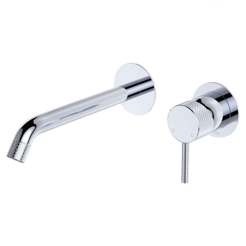 Fienza Axle Round Basin/Bath Wall Mixer Set 200mm Lead Free Chrome D231104-200-LF