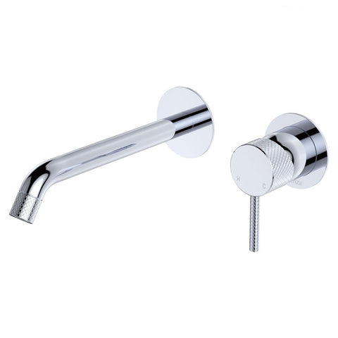 Fienza Axle Round Basin/Bath Wall Mixer Set 200mm Lead Free Chrome D231104-200-LF