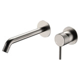 Fienza Axle Round Basin/Bath Wall Mixer Set 200mm Lead Free Brushed Nickel D231104BN-200-LF