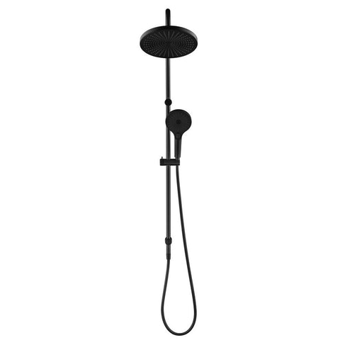 Bella Vista Mica Fluted Gooseneck Dual Shower Rail Black DSH-R-6H-NR-BLK