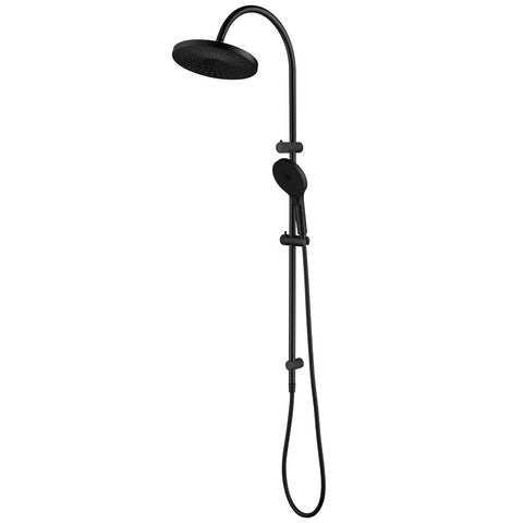Bella Vista Mica Fluted Gooseneck Dual Shower Rail Black DSH-R-6H-NR-BLK