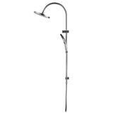 Bella Vista Mica Fluted Gooseneck Dual Shower Rail Brushed Nickel DSH-R-6H-NR-BN