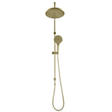 Bella Vista Mica Fluted Gooseneck Dual Shower Rail French Gold DSH-R-6H-NR-FG