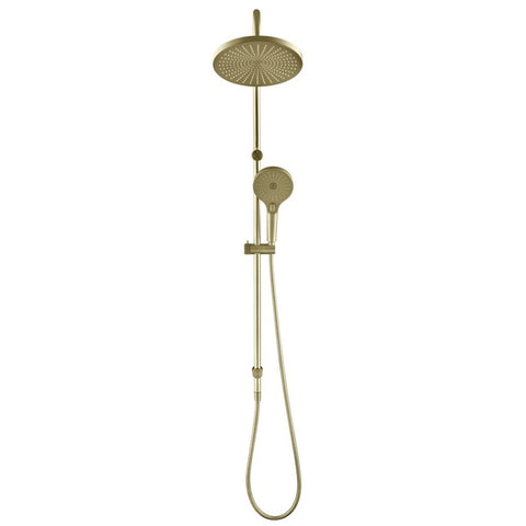 Bella Vista Mica Fluted Gooseneck Dual Shower Rail French Gold DSH-R-6H-NR-FG