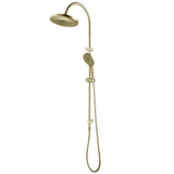 Bella Vista Mica Fluted Gooseneck Dual Shower Rail French Gold DSH-R-6H-NR-FG