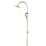 Bella Vista Mica Fluted Gooseneck Dual Shower Rail French Gold DSH-R-6H-NR-FG