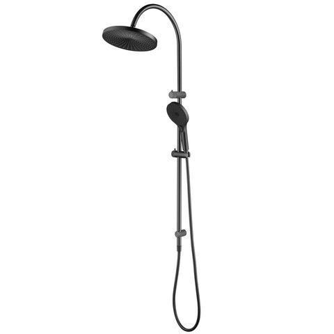 Bella Vista Mica Fluted Gooseneck Dual Shower Rail Gunmetal DSH-R-6H-NR-GM