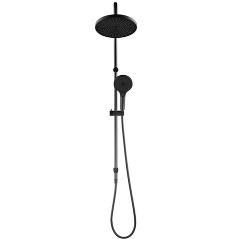 Bella Vista Mica Fluted Gooseneck Dual Shower Rail Gunmetal DSH-R-6H-NR-GM