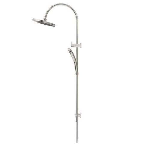 Bella Vista Mica Gooseneck Dual Shower Rail Brushed Nickel DSH-R-6H-BN
