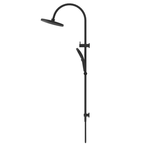 Bella Vista Mica Gooseneck Dual Shower Rail Black DSH-R-6H-BLK