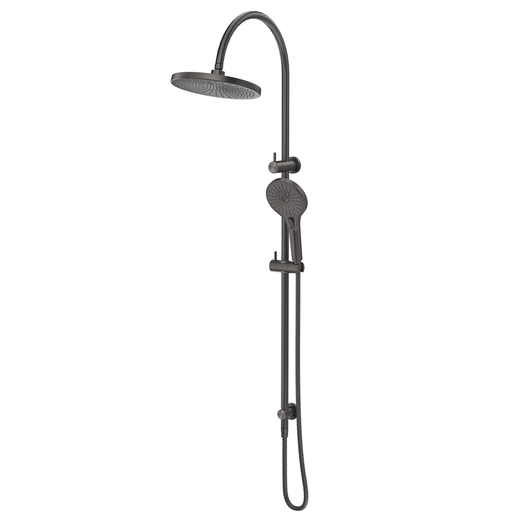 Bella Vista Mica Gooseneck Dual Shower Rail Gunmetal DSH-R-6H-GM