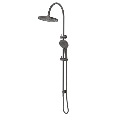 Bella Vista Mica Gooseneck Dual Shower Rail Gunmetal DSH-R-6H-GM