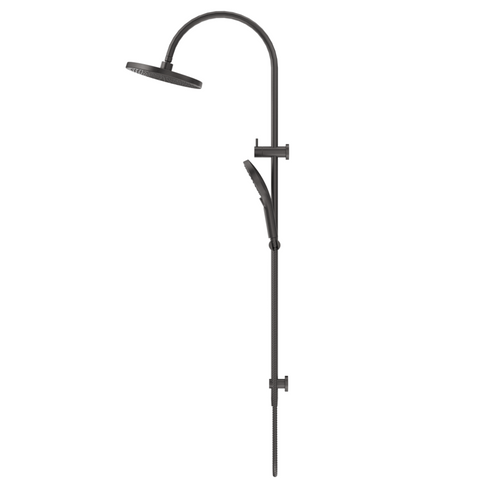 Bella Vista Mica Gooseneck Dual Shower Rail Gunmetal DSH-R-6H-GM