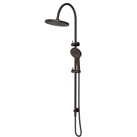 Bella Vista Mica Fluted Gooseneck Dual Shower Rail Dusk Bronze DSH-R-6H-DB