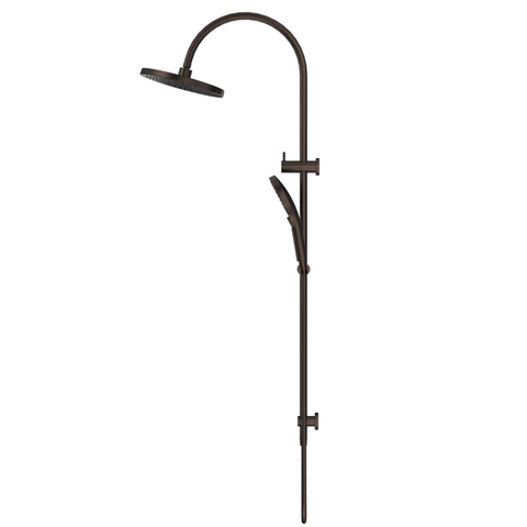 Bella Vista Mica Fluted Gooseneck Dual Shower Rail Dusk Bronze DSH-R-6H-DB