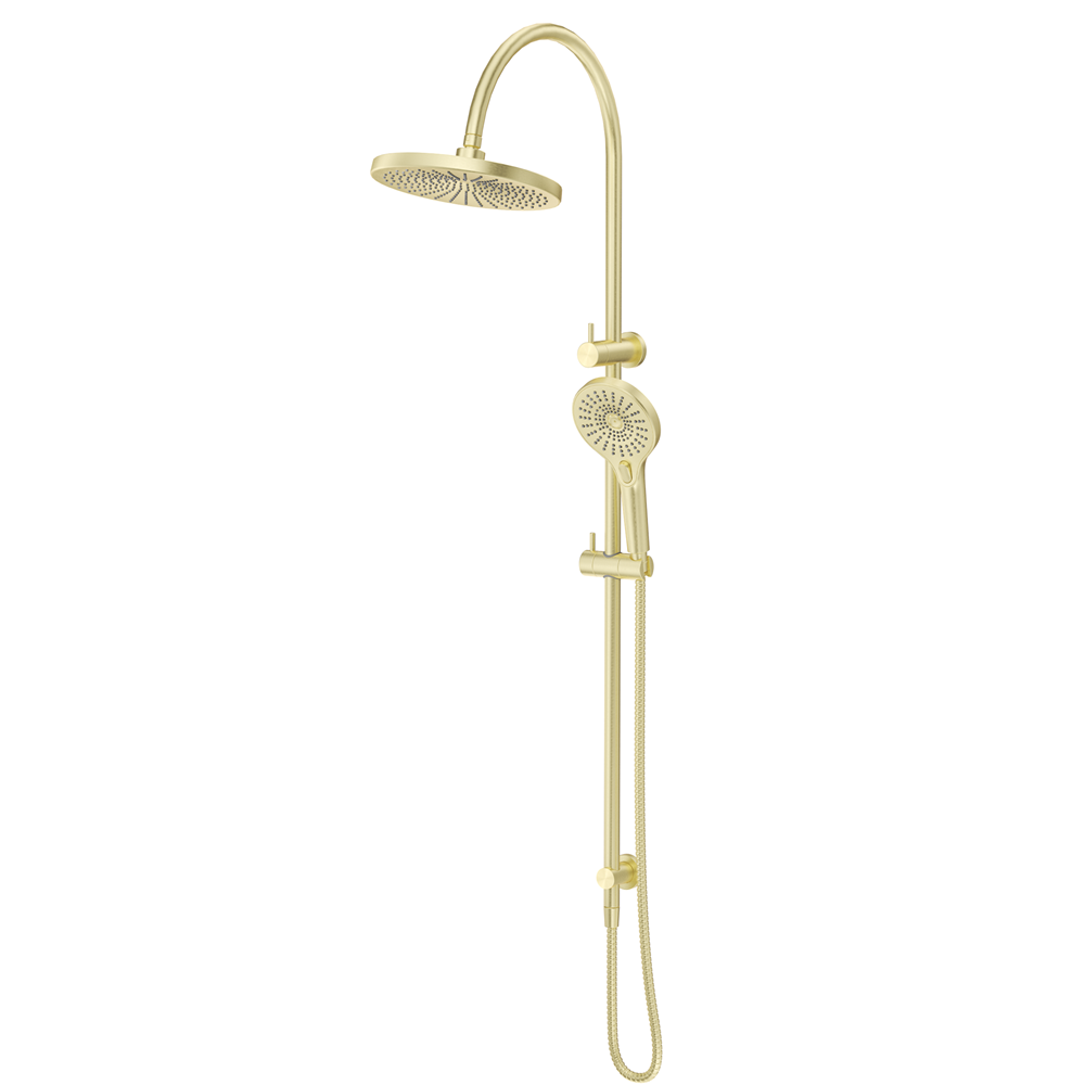 Bella Vista Mica Gooseneck Dual Shower Rail French Gold DSH-R-6H-FG