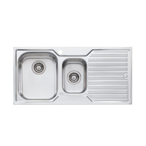 Oliveri Diaz 1 & 1/2 Bowl Sink & Drainer 980mm Topmount (Left Hand Bowl) Stainless Steel DZ101