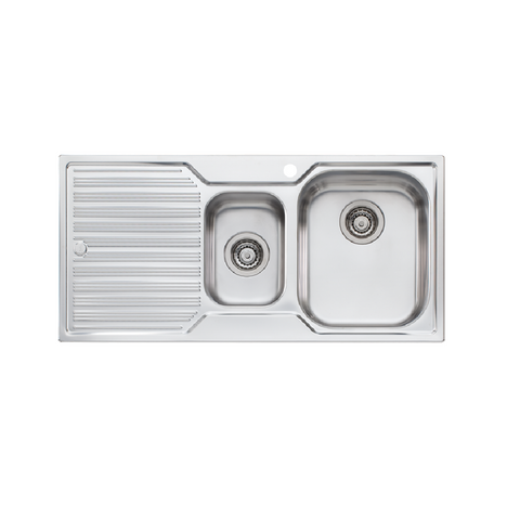 Oliveri Diaz 1 & 1/2 Bowl Sink & Drainer 980mm Topmount (Right Hand Bowl) Stainless Steel DZ102