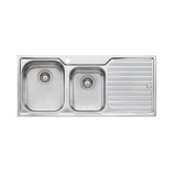 Oliveri Diaz 1 & 3/4 Bowl Sink & Drainer 1080mm Topmount (Left Hand Bowl) Stainless Steel DZ111