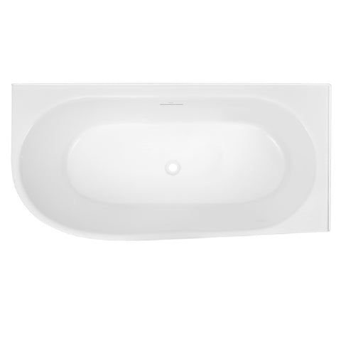 Decina Natalia Right Back to Wall Freestanding Bath 1500mm with Overflow White NA1500RWIO