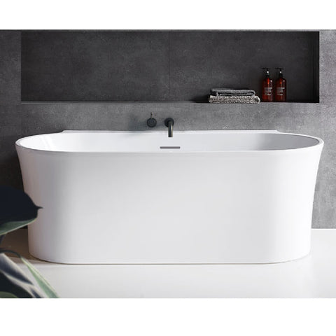 Decina Aurora Back to Wall Freestanding Bath 1700mm w/Overflow Matte White AU1700MWIO
