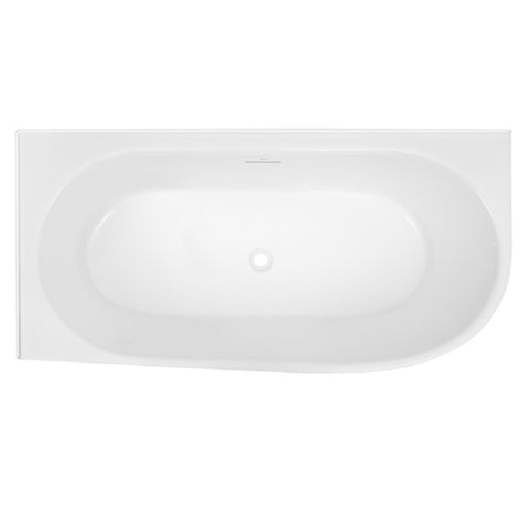 Decina Natalia Left Back to Wall Freestanding Bath 1700mm with Overflow White NA1700LWIO