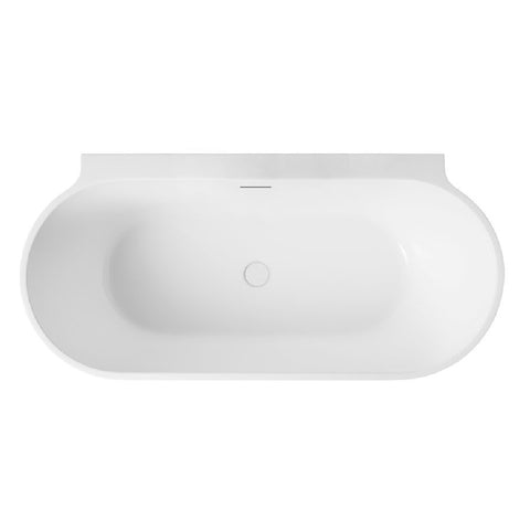 Decina Aurora Back to Wall Freestanding Bath 1700mm w/Overflow Matte White AU1700MWIO