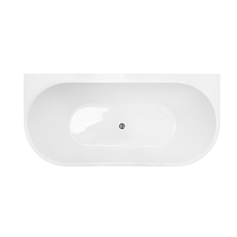 Decina Alegra Back-To-Wall Freestanding Bath 1500mm w/ Integrated Overflow White AG1500WIO