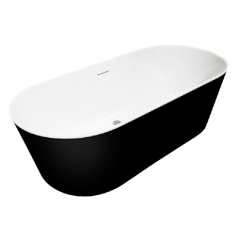 Decina Elinea Freestanding Bath 1500mm w/Overflow Black & White EL1500BIO