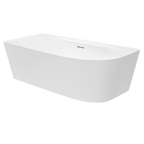 Decina Natalia Left Back to Wall Freestanding Bath 1500mm with Overflow White NA1500LWIO
