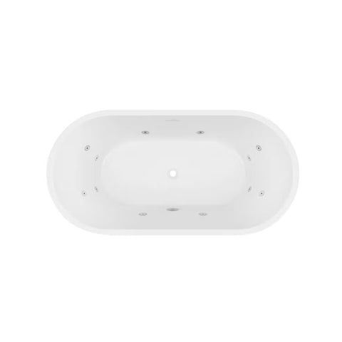 Decina Elisi Freestanding Contour 1700mm Spa Bath 12 Jets with Overflow White EI1700FSCNWIO