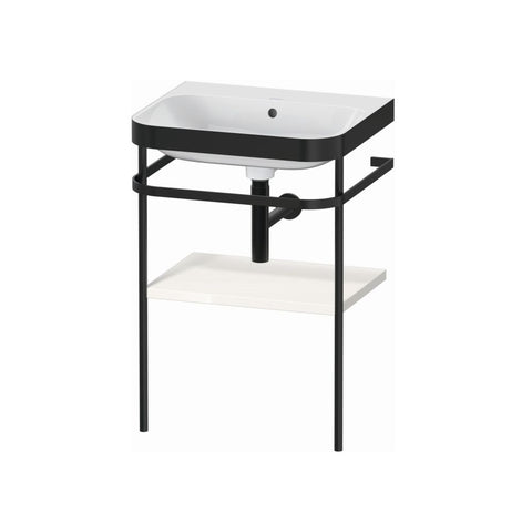 Duravit Happy D.2 Plus Furniture C-Bonded washbasin 575 x 490mm(No Taphole) w/ Metal console Floor Standing w/ White Shelf HP4735N2222